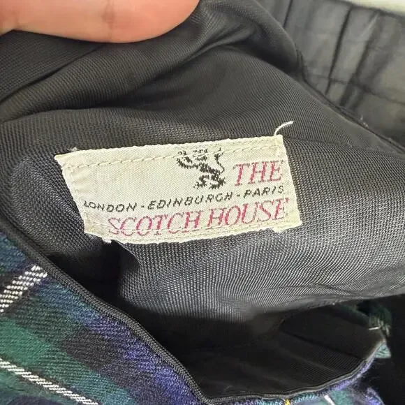 Vintage The Scotch House Pants Mens 35x28* Blue Green Tartan Plaid Wool Scottish - Picture 5 of 9